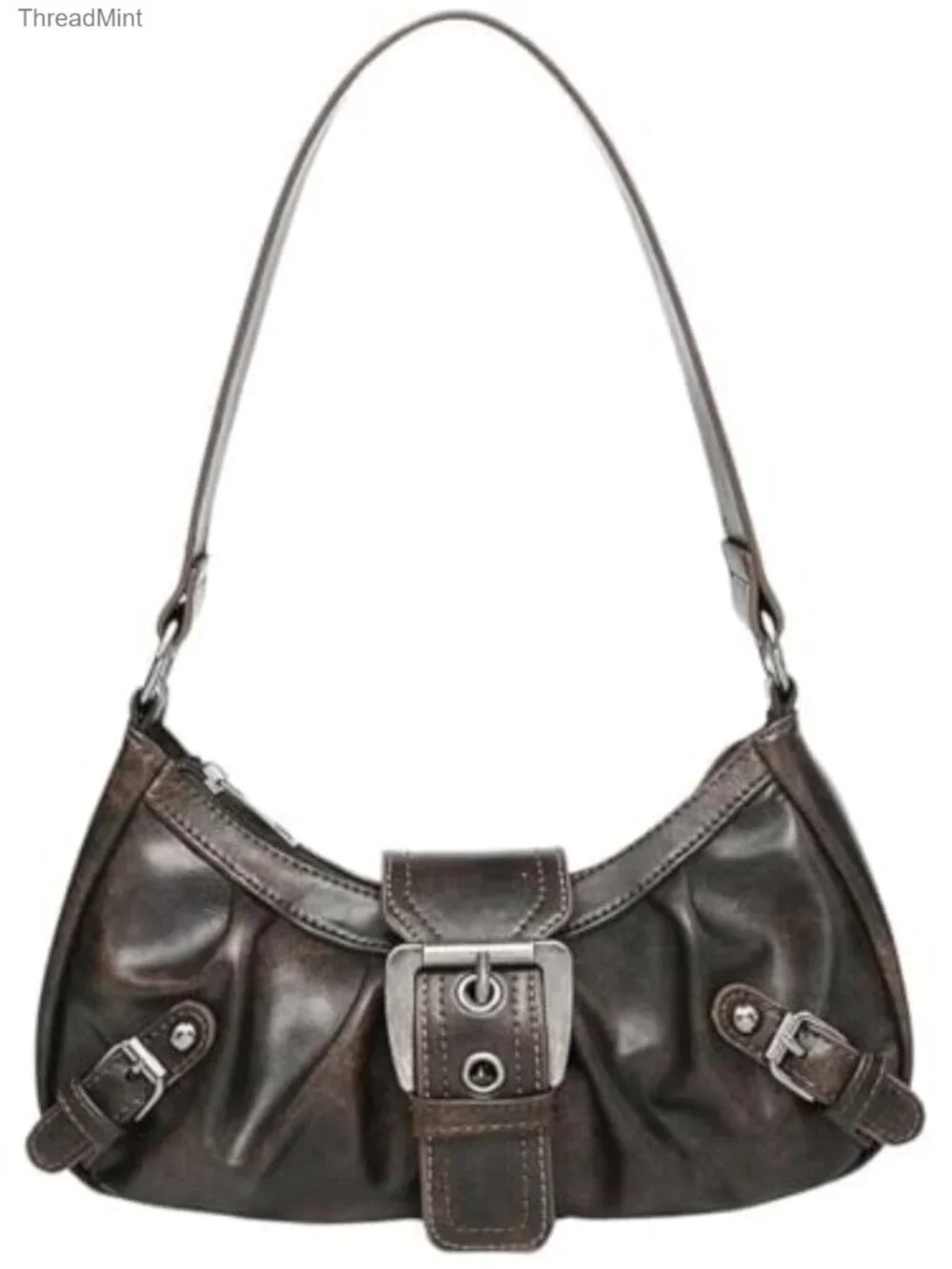 Y2K Faux Leather Hobo Shoulder Bag Women Punk Clutch Purse Top Handle